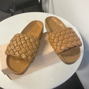 Loeffler Randall Sonnie Dark Sand Woven Sandal, NWT!